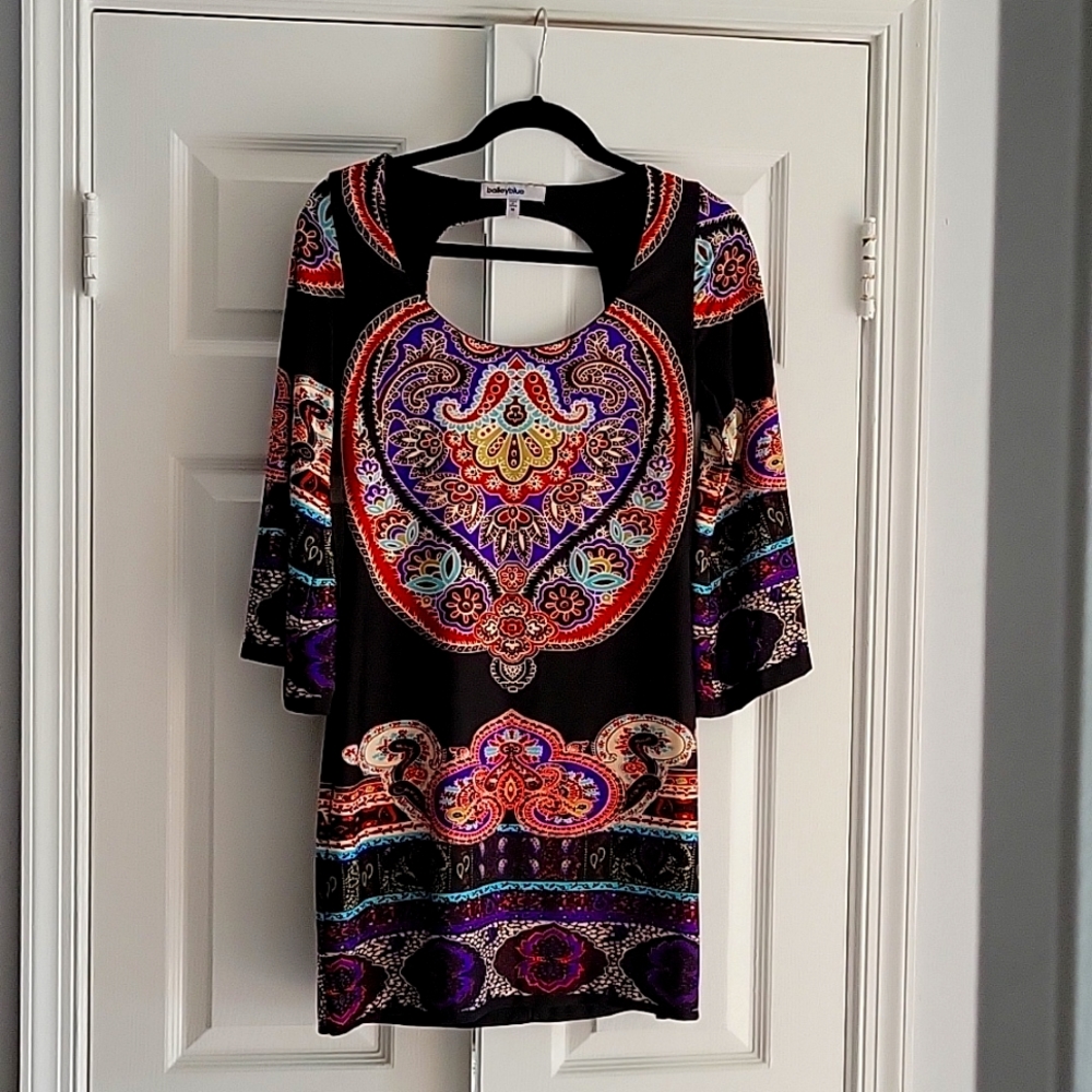 Beautiful Unique Womens BaileyBlue Dress, multi colored black, sized medium